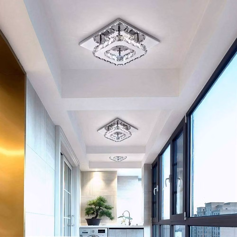 SPETLEK Modern Square Crystal LED Ceiling Light in White – 3