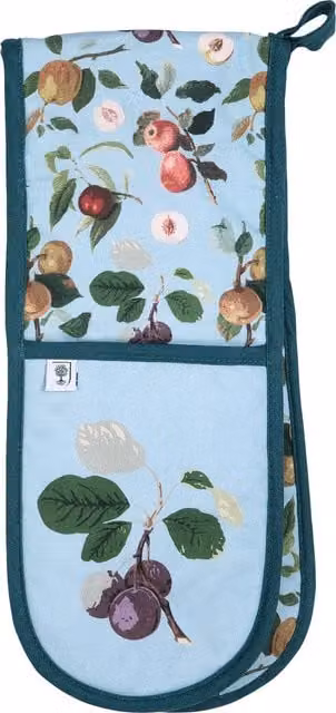 RHS by Dexam Hooker Fruit Organic Cotton Double Oven Gloves in Blue and Green