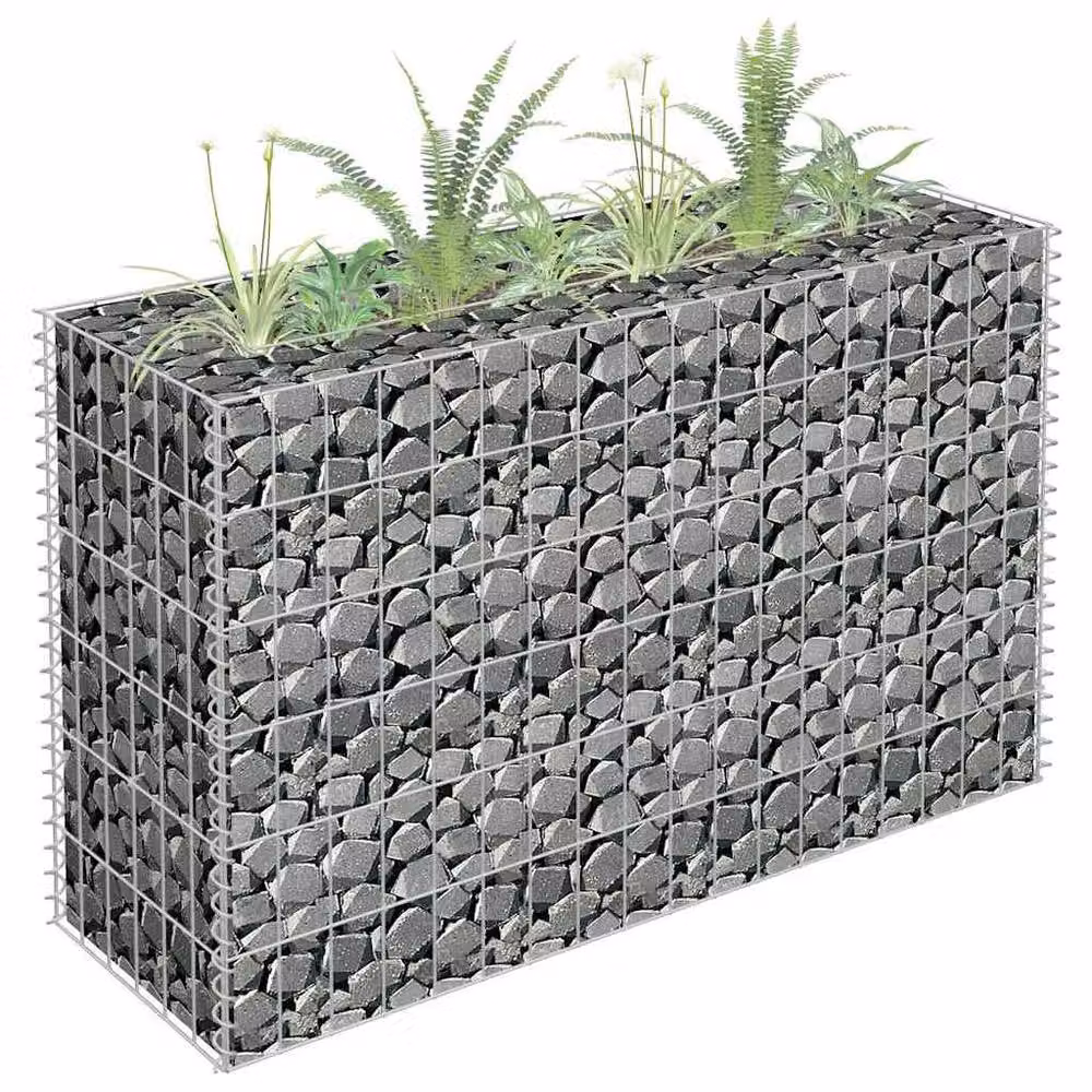 Berkfield Home Silver Galvanised Steel Wire Mesh Stone Gabion Raised Bed, W/D/H: 90 x 30 x 60 cm – 2