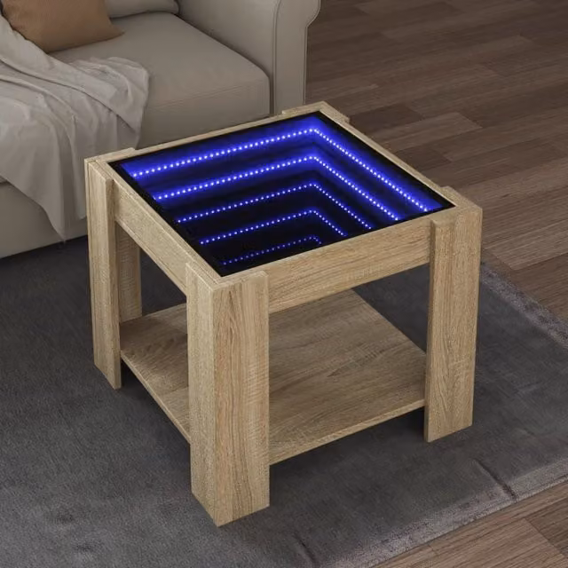 Berkfield Home LED Coffee Table in Sonoma Oak Brown, W/D/H: 53 x 53 x 45 cm – 1