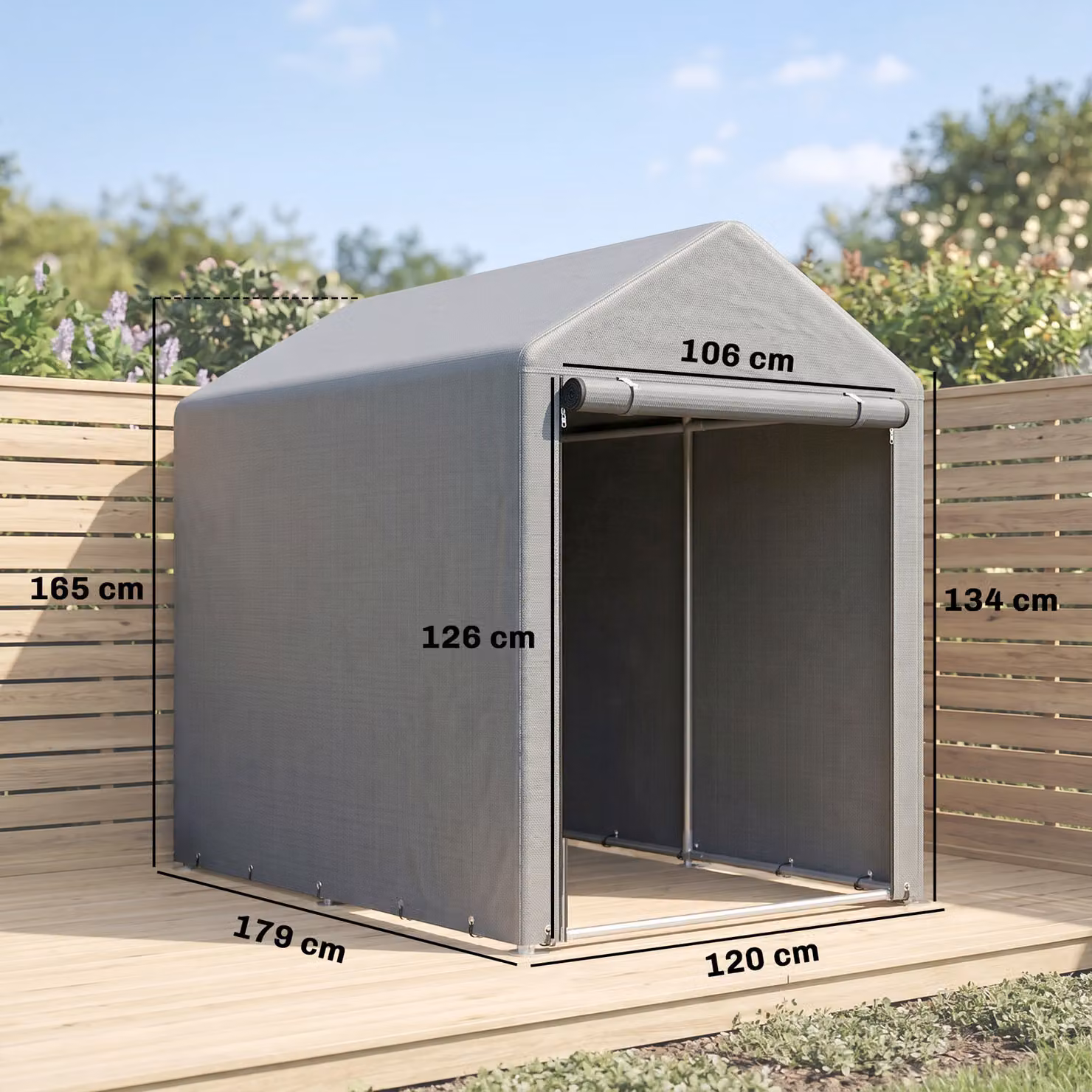 Outsunny Light Grey Temporary Garden Shed with Single Door and Gable Roof, W/D/H: 179 x 120 x 185 cm – 3