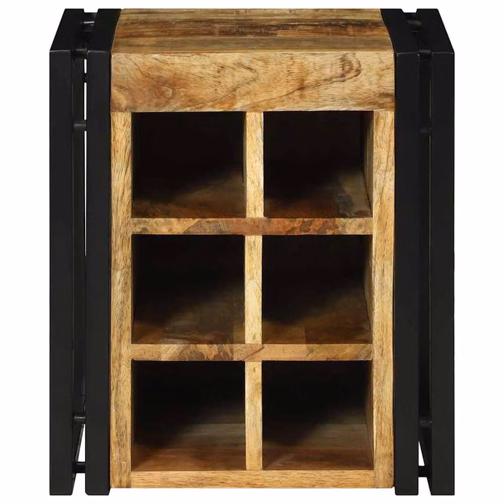 Berkfield Home Rustic Mango Wood Wine Rack in Brown, W/D/H: 34.5 x 35 x 39 cm – 2