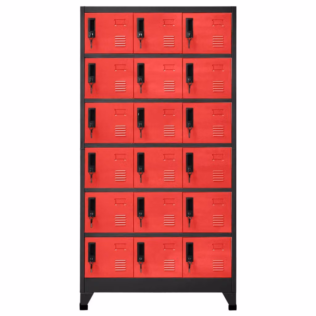 Berkfield Home Metal Locker Cabinet in Anthracite, Red and Black, W/D/H: 90 x 40 x 180 cm – 2