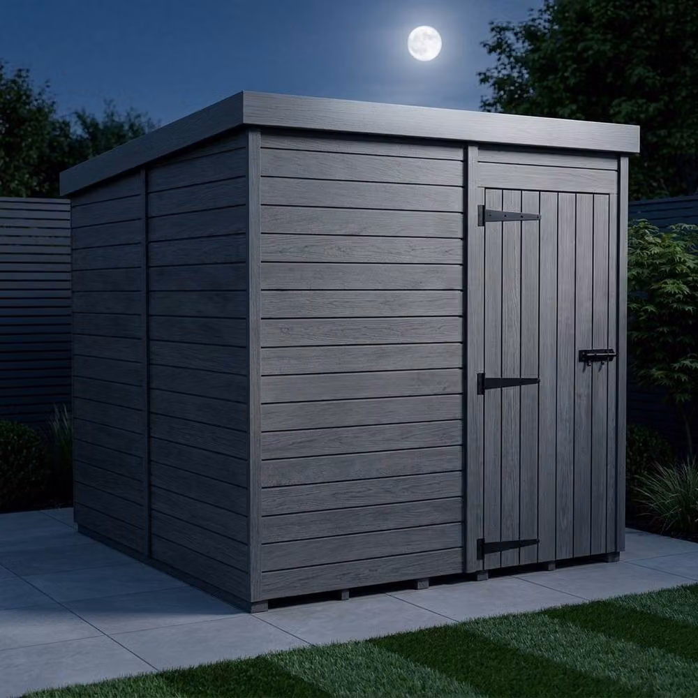 Buttercup Farm Grey Composite Pent Garden Shed with Single Door and No Windows W/D/H: 244 x 244 x 210 cm – 3