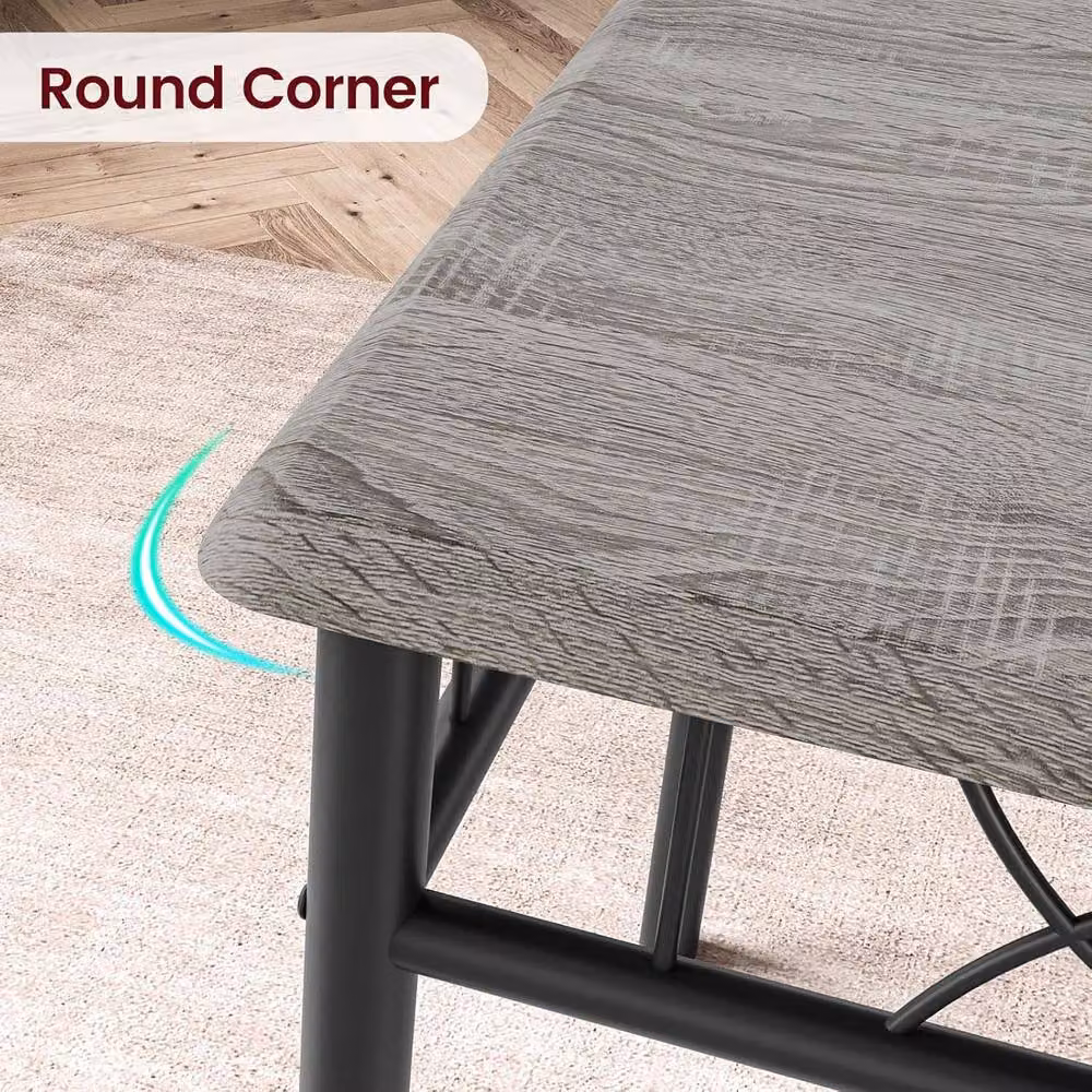 London Boutique 5-Piece Modern Dining Set with Rectangular Table and 4 Grey Upholstered Chairs – 4
