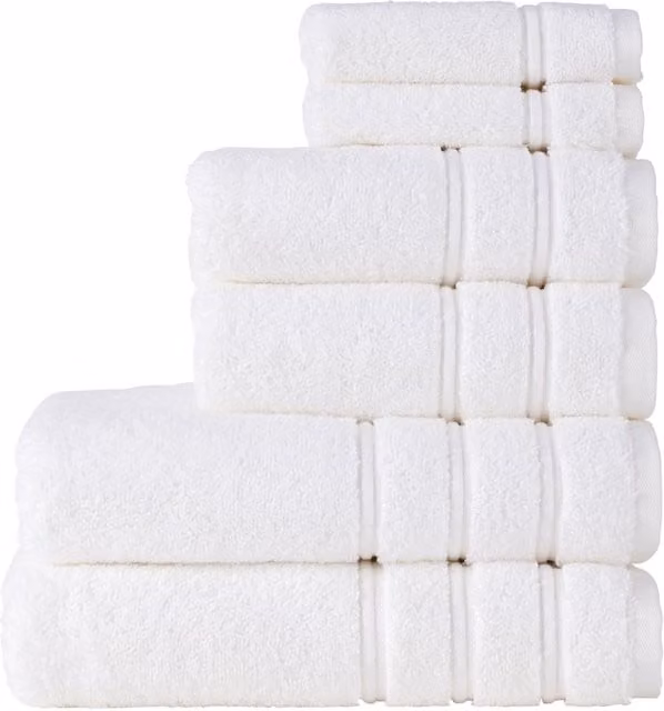 Christy Antalya 6 Piece Luxury Turkish Cotton Bath Towel Set in White