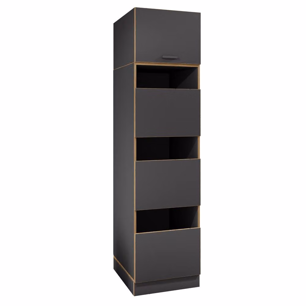 VCM Rislo Linen Cupboard in Dark Grey with 4 Compartments and Hinged Doors, H 200.0 x W 50.0 x D 60.0 cm – 2