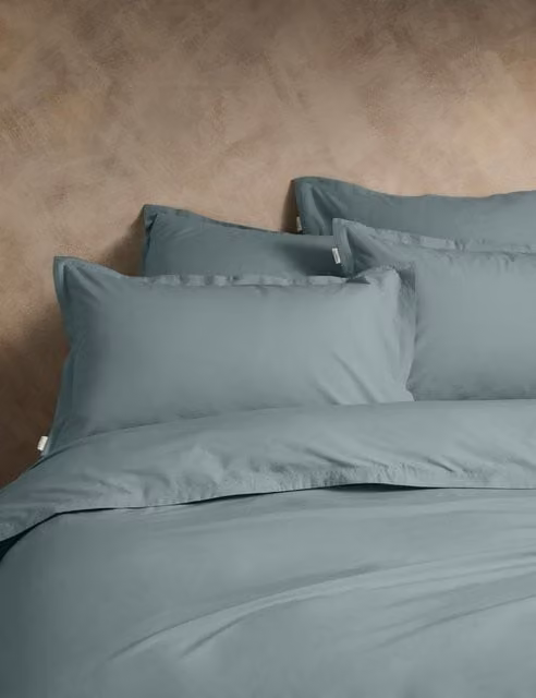 M&S x Fired Earth Washed Cotton Duvet Cover in Storm Blue