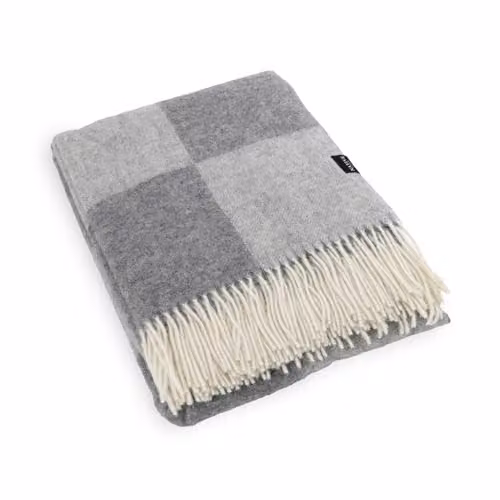 Simply Sheepskin Grey Checkerboard Jacquard Woven New Zealand Wool Blanket, W: 140 cm, L: 200 cm