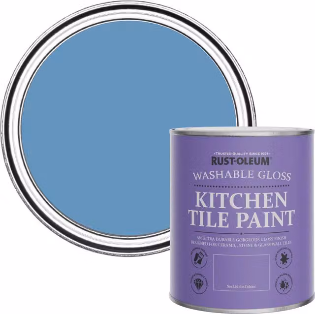 Rust-Oleum Water-Based Kitchen Tile Paint in Gloss Finish, Blue, 0.75 l