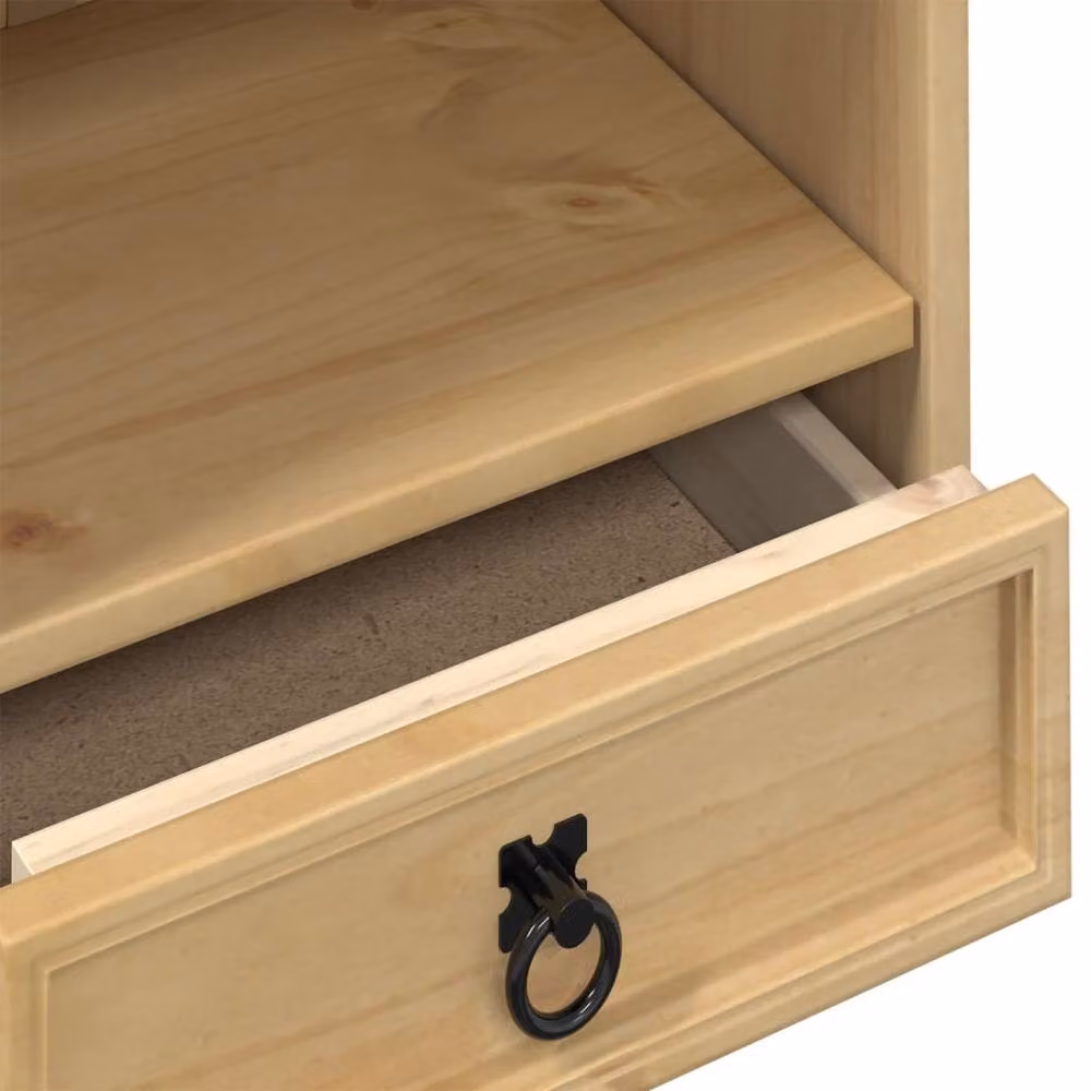 Berkfield Home Beautiful Corona CD Cabinet in Brown Solid Wood Pine, W/D/H: 40 x 30 x 110 cm – 3