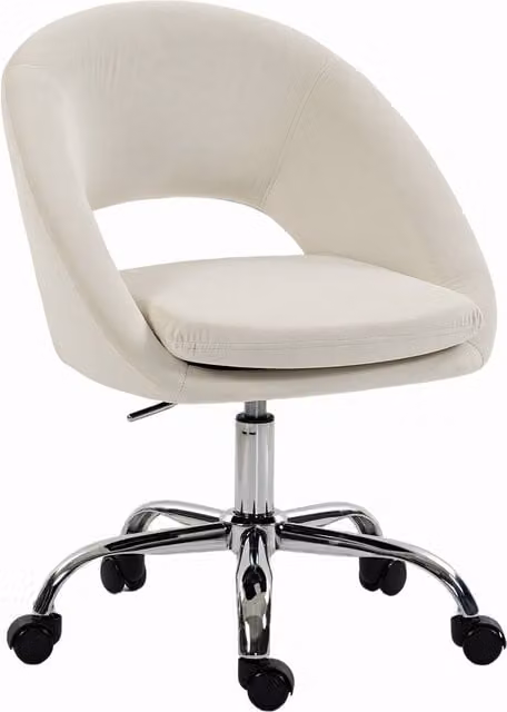 HOMCOM Modern Velvet Task Chair in Beige with Height Adjustment and Swivel Function