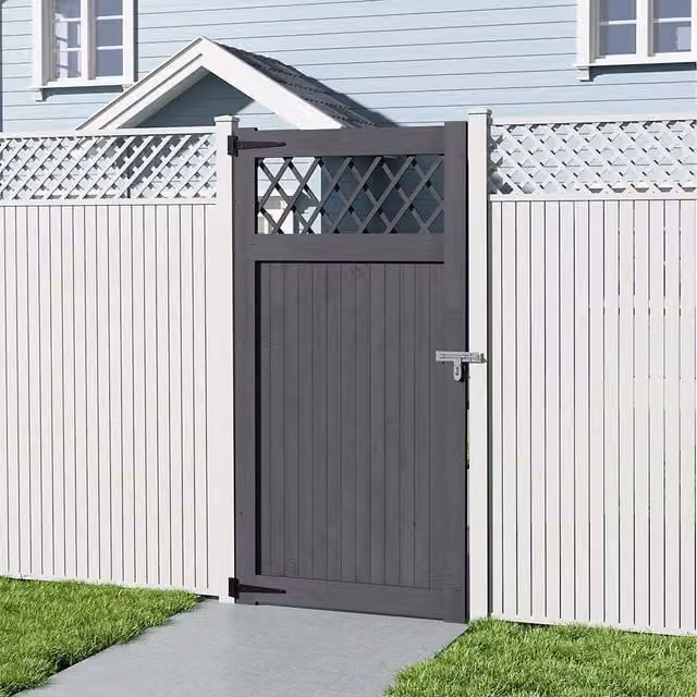 Lifeideas Grey Wooden Garden Gate with Diamond Lattice, W: 90 cm, H: 180 cm