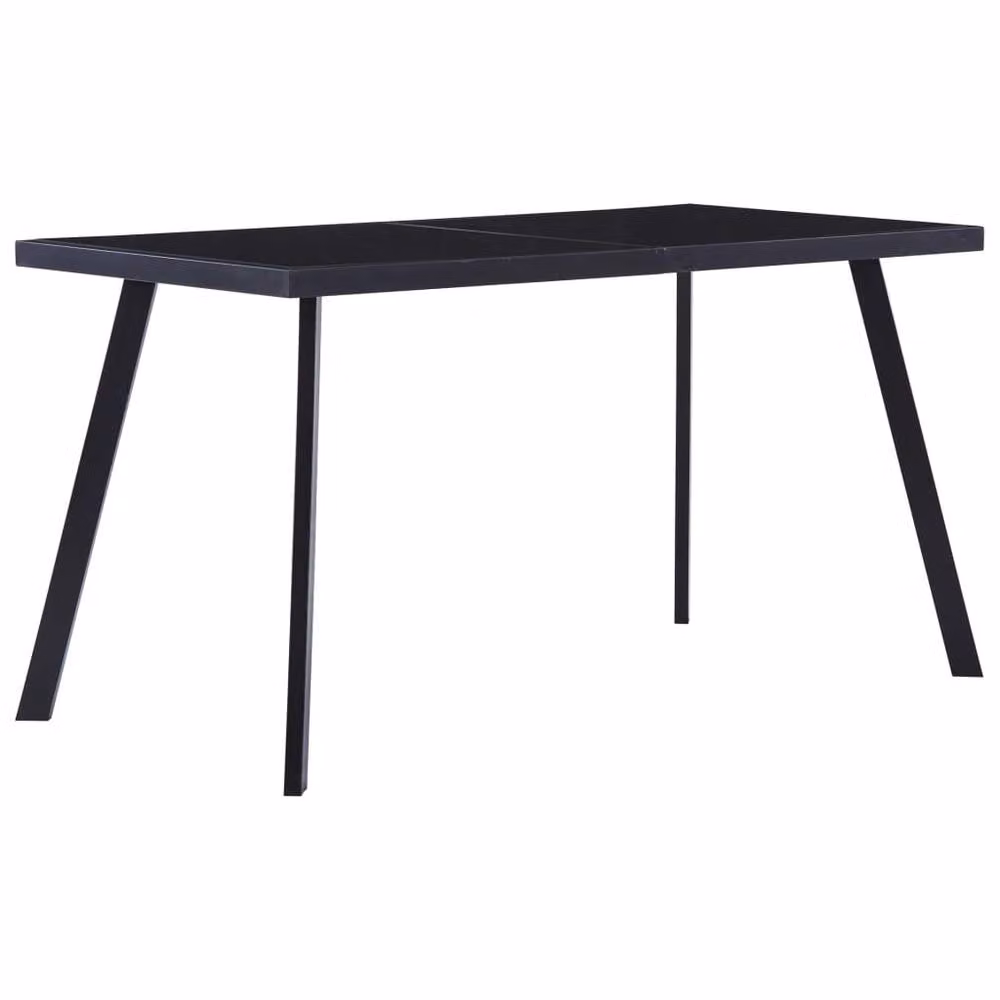 Berkfield Home Modern Rectangular Dining Table in Black with Matt Tempered Glass, W/D/H: 140 x 70 x 75 cm – 1