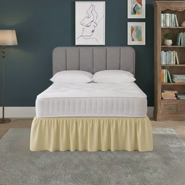 Snug City Polycotton Divan Bed Base Valance Sheet in Yellow, King Size