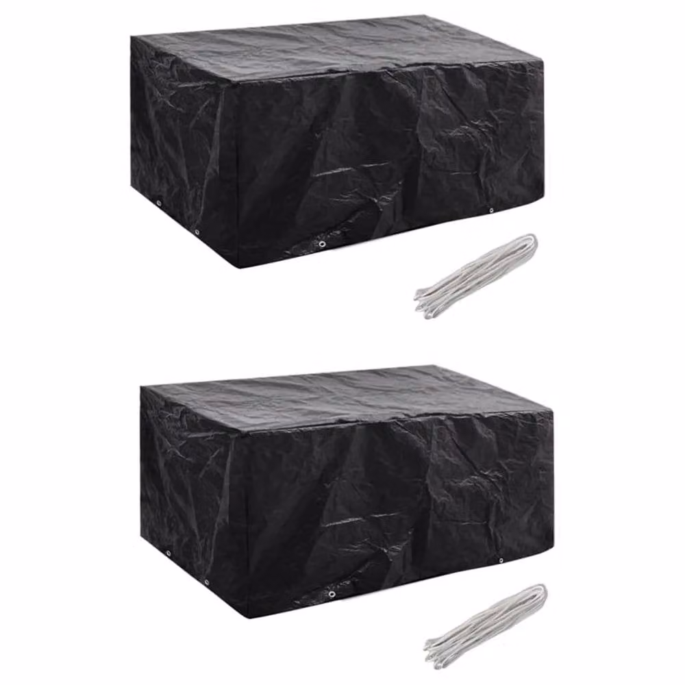 Berkfield Home Durable Water Repellent Garden Furniture Covers for 4 Person Poly Rattan, 2 Pack, Black, W/D/H: 180 x 140 x 90 cm – 2