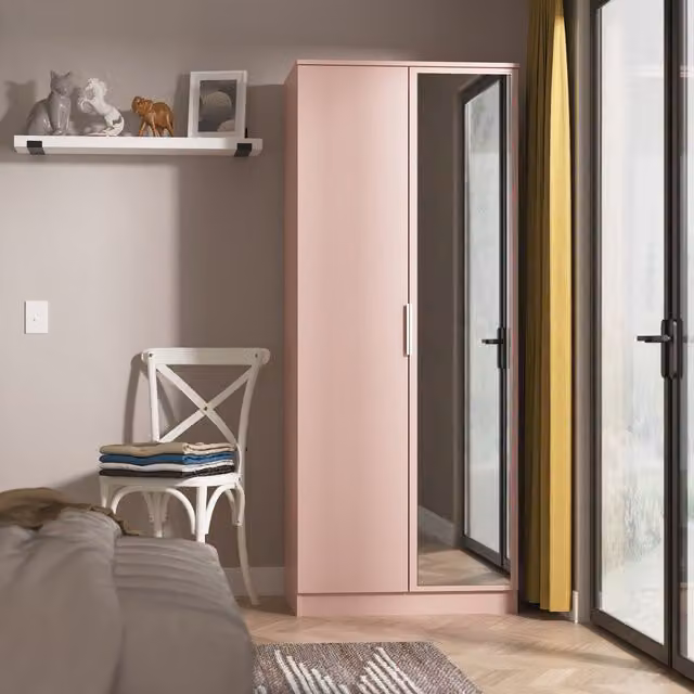 Ready Assembled 2 U Dover 2 Door Mirrored Wardrobe in Dusty Pink – 1