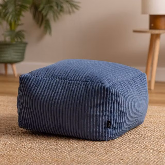 ICON Cord Footstool in Denim Blue
