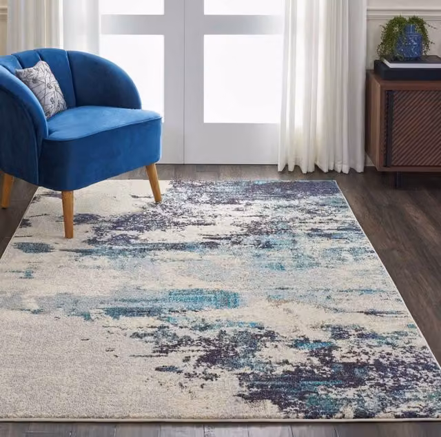 The Rug Shop UK Modern Abstract Stain-Resistant Area Rug in White and Multicolour, W: 200 cm, L: 290 cm – 1