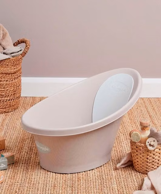 Shnuggle Classic Baby Bath Tub with Drain Plug and Non-Slip Base, Brown, W/D/H: 60 x 40 x 30 cm