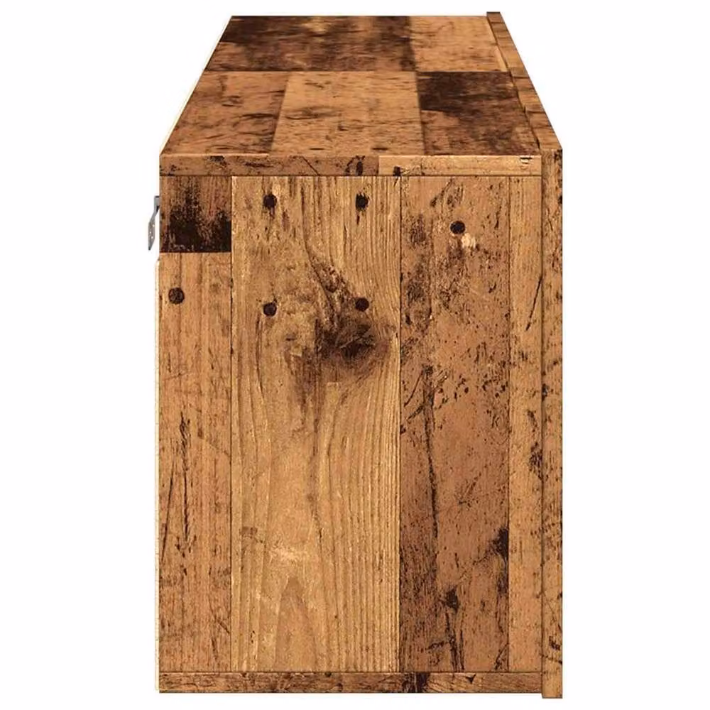 Berkfield Home Set of 2 Wall-mounted Rustic Old Wood TV Cabinets, Brown, W/D/H: 60 x 30 x 41 cm – 5
