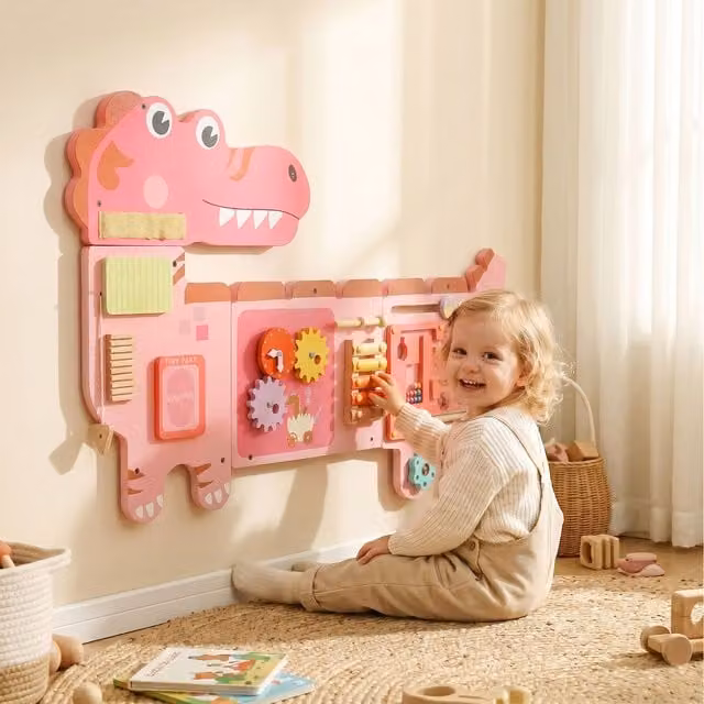 AIYAPLAY Pink Wall Mounted Busy Board Sensory Toy Panels 331-121V80PK
