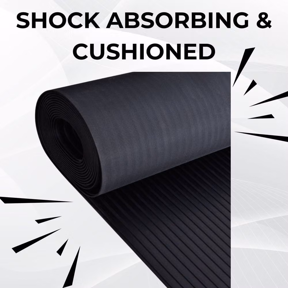 Ark Mat Black Wide Ribbed Rubber Flooring Matting W/D/H: 100 x 100 x 0.3 cm – 7