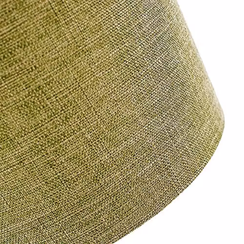 Happy Homewares Modern Cylinder Fabric and Metal Lampshade in Green and Silver, Diameter: 25 cm – 2