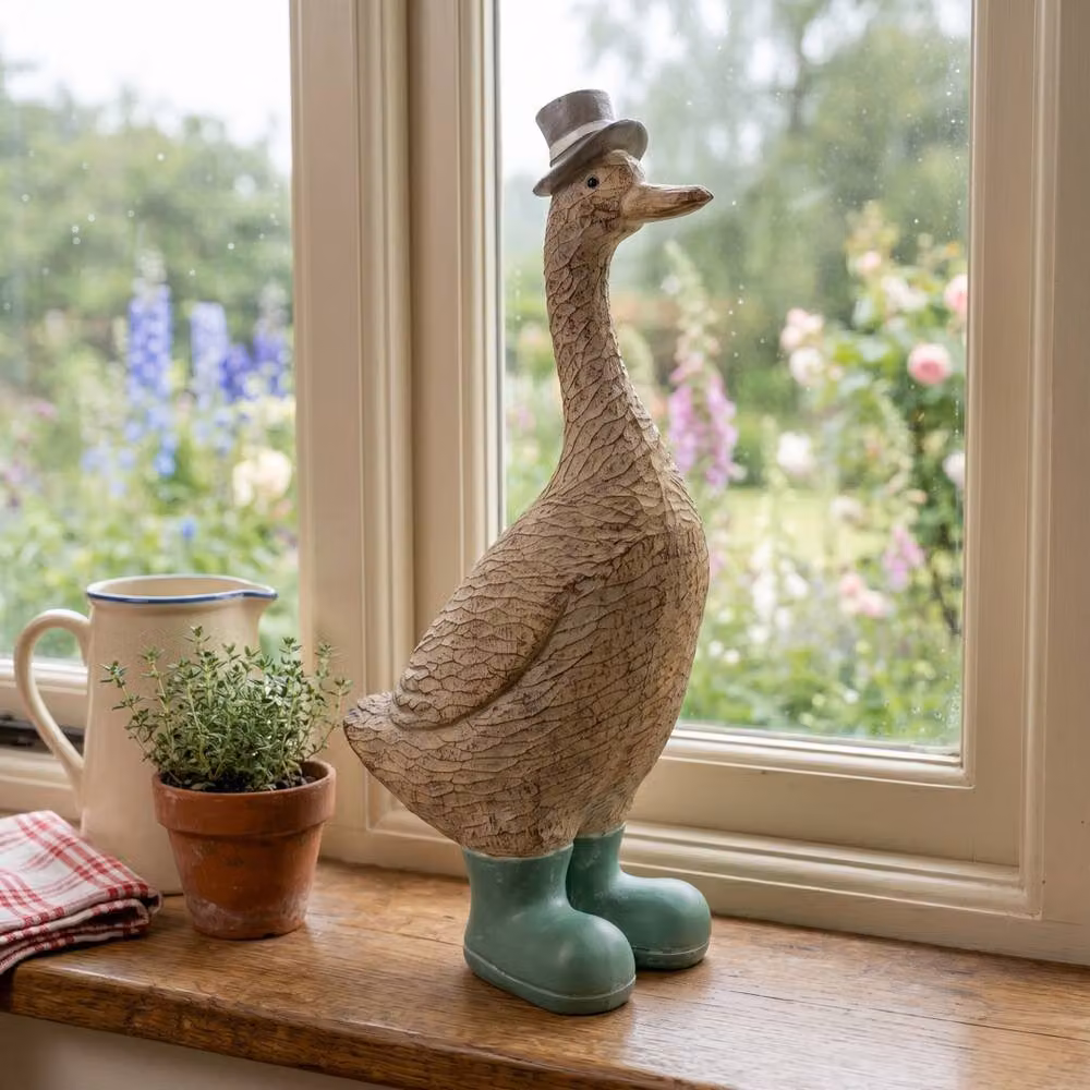 Madison & Mayfair Grey Duck Ornament with Wellies, Height: 29.3 cm – 3