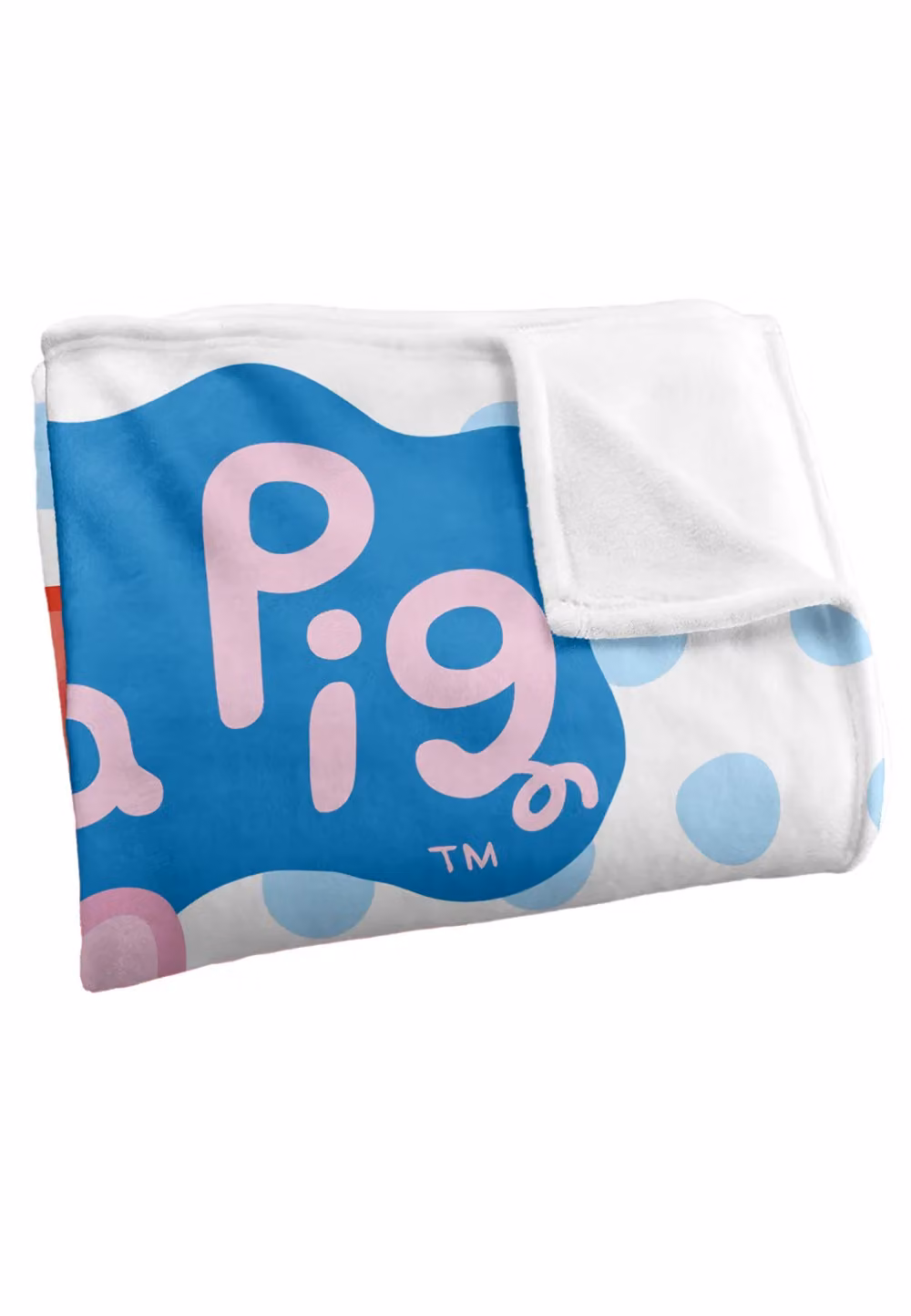 Hasbro Peppa Pig Kids Silky Touch Dotted Blanket in White and Multicolour, W: 152 cm, D: 127 cm – 2