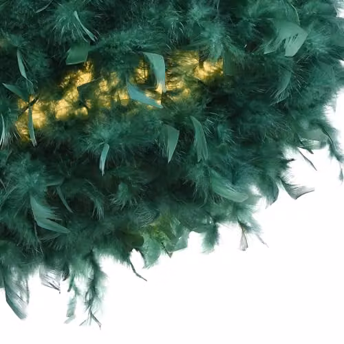 Happy Homewares Green Feather Decorated Sphere Pendant Light Shade – 3