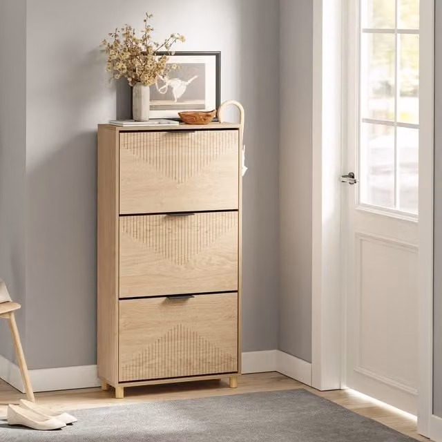 SoBuy Modern Shoe Cabinet with 3 Tilting Compartments in White, Black or Brown