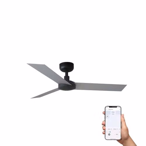 FARO Barcelona Ceiling Fan in Black and Grey with App Control and Aluminium Finish – 1