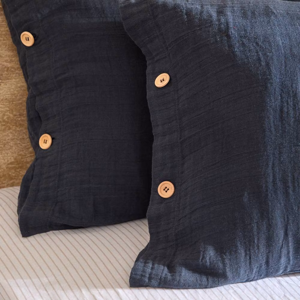 Yard Lark Blue 100% Cotton Muslin Duvet Cover Set, 200 x 200 cm – 3