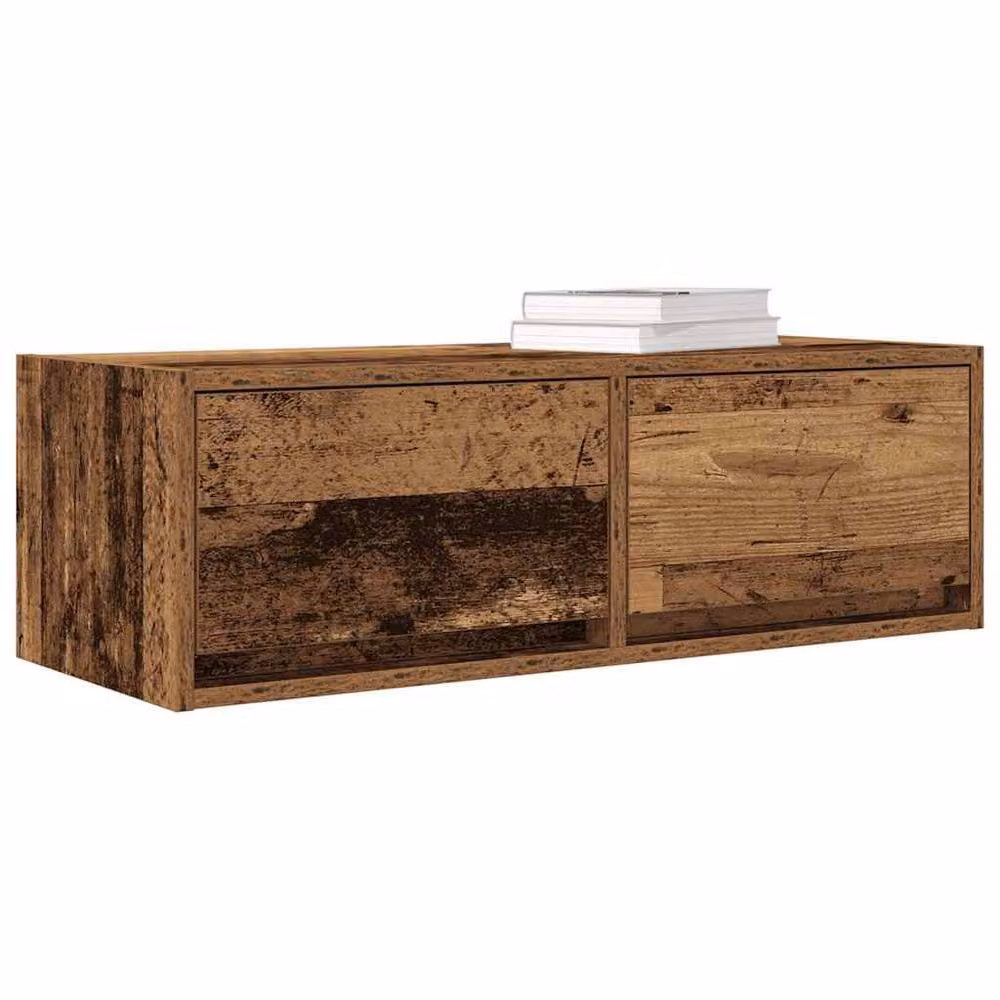 Berkfield Home Set of 2 Rustic Old Wood TV Cabinets, Brown, W/D/H: 80 x 31 x 25.5 cm – 3