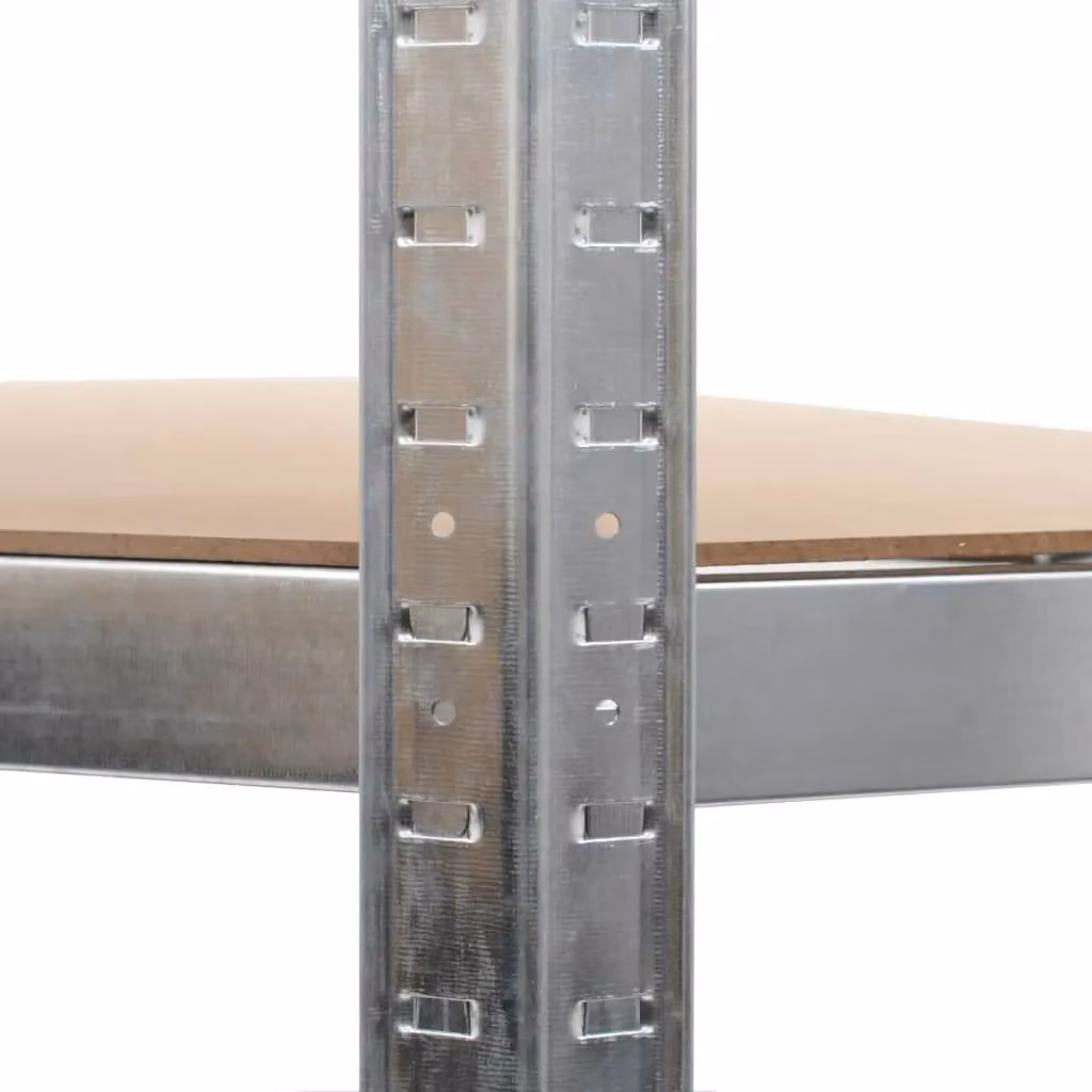Berkfield Home Silver Storage Shelf with Adjustable Shelves, Steel and MDF, W/D/H: 90 x 90 x 180 cm – 5