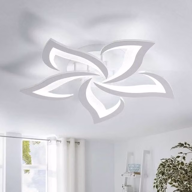EONLION Modern LED Flower Chandelier Ceiling Light in White with Remote Control and Dimmable Function