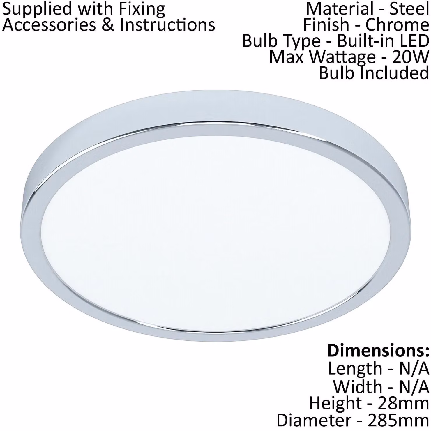 Loops Round LED Wall and Ceiling Flush Light in Chrome and White – 1