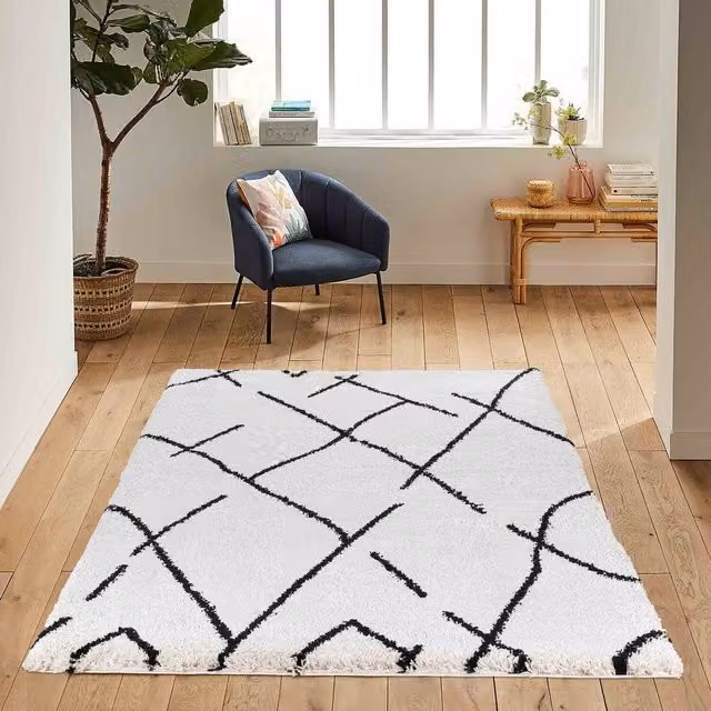 Desire Rugs Moroccan Berber Shaggy Rectangular Rug in Beige, Yellow and White, W: 80 cm, L: 150 cm