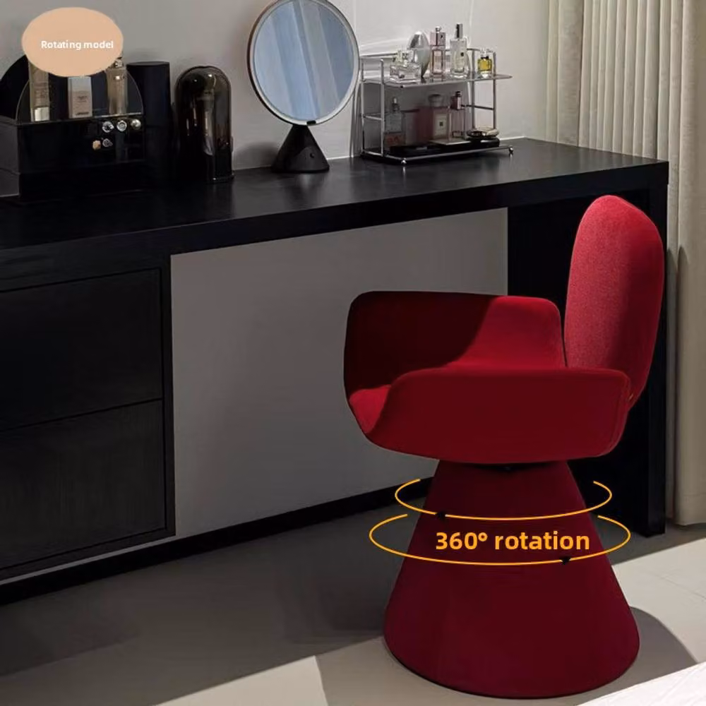 Matteo Luxury Swivel Dressing Stool in Red Fabric Vanity Chair with 360 Degree Rotation – 2