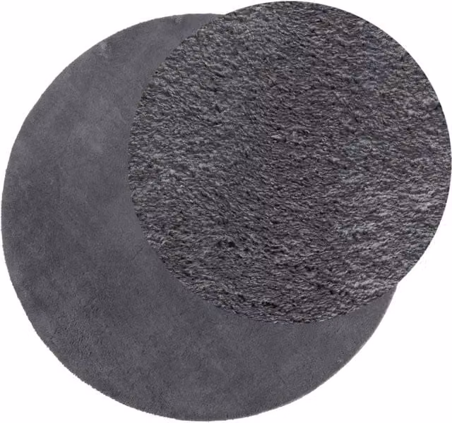 Berkfield Home Round Short Pile Soft and Washable Rug in Anthracite, Diameter: 100 cm – 1