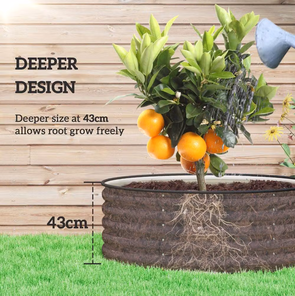 STILVORA Raised Garden Bed Beige Galvanised Steel Planter W/D/H: 120 x 43 x 43 cm – 4