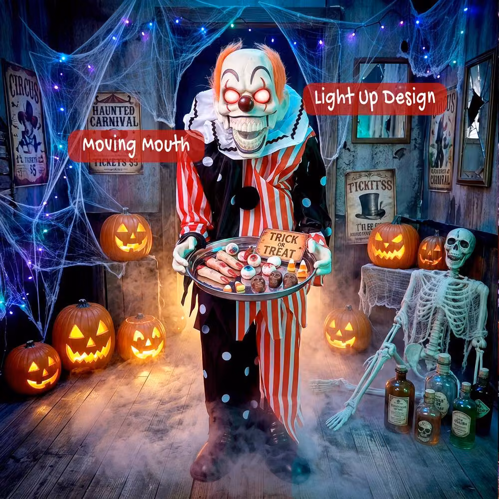 HOMCOM Animated Clown Halloween Decoration for Indoor and Outdoor Use in Multicolour – 4
