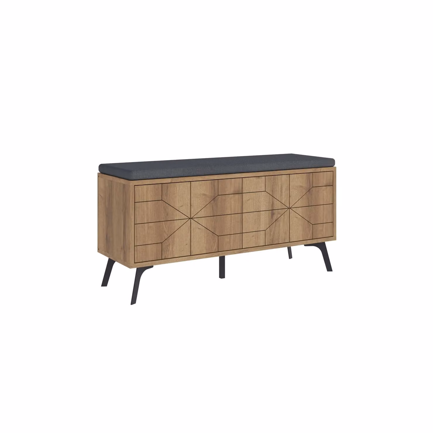 Decortie Dune Modern 4-Door Shoe Bench Storage with Metal Legs in Dark Brown, Width: 107 cm – 2