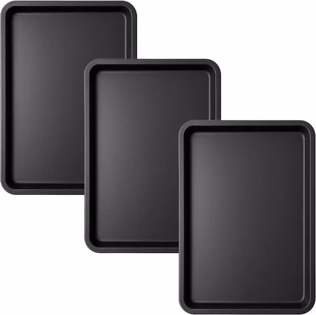NESTLUNE Set of 3 Non-Stick Rectangular Baking Trays in Black, W: 60 cm x D: 100 cm – 1