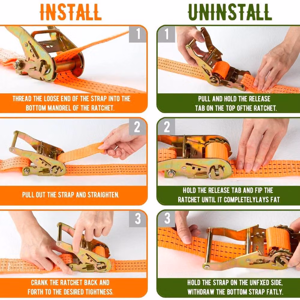 SPETLEK Orange Ratchet Tie Down Straps, 25 mm x 5 m, 100 g – 3
