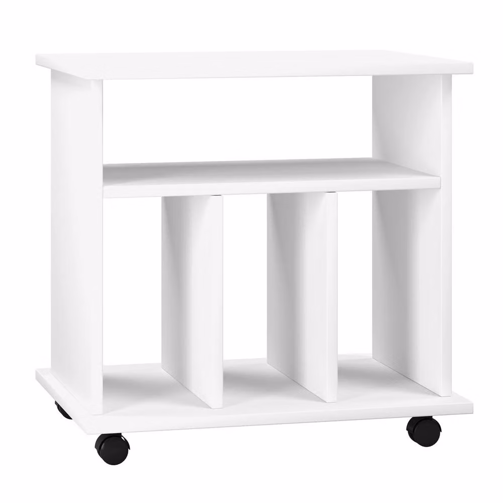 VCM Rolls Tabina White Modern Side Table with Castors W/D/H: 45 x 60 x 59 cm – 2