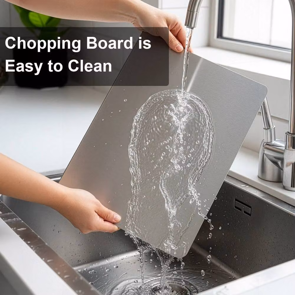 Havendro Large Rectangular Stainless Steel Cutting Board in Silver – 3