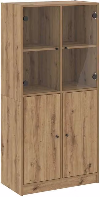 Berkfield Home Artisan Oak Highboard with Hinged Doors in Brown, W/D/H: 68 x 37 x 142 cm – 1