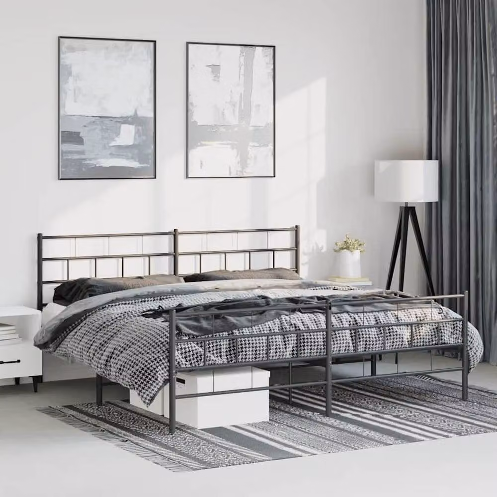 Berkfield Home Metal Bed Frame with Headboard and Footboard in Black – 2